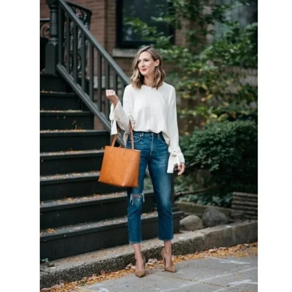 Madewell  Tie-Cuff Pullover Sweater Ivory